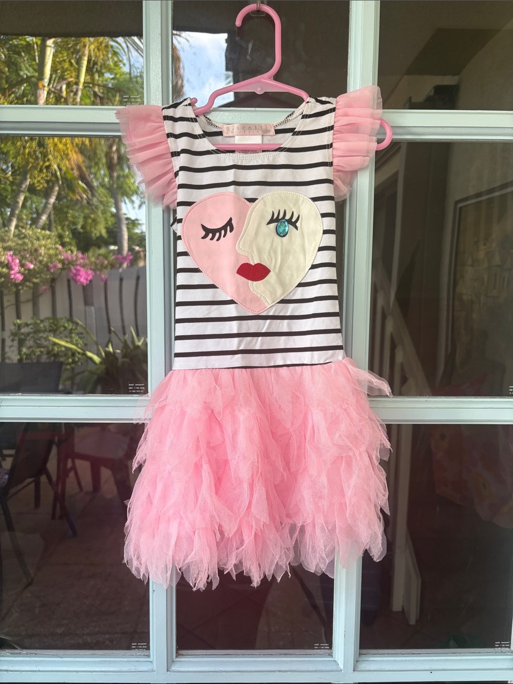 Biscotti Pink Striped Heart Tulle Dress